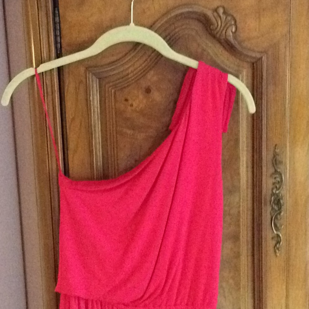 Express one shoulder fuchsia dress
